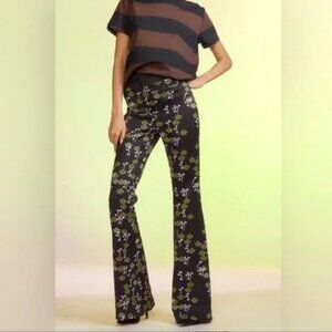 Cynthia Rowley Cherry Blossom Floral Bonded Printed Flare Bell Bottom Pants Sz 8